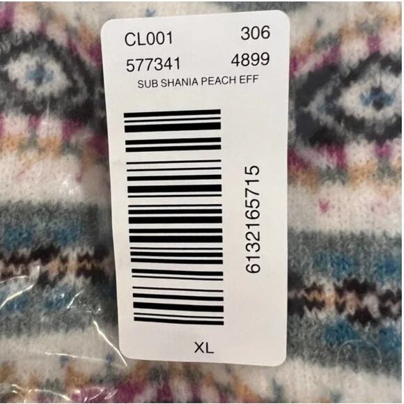 **NWT LOFT Ivory Fair Isle Relaxed Button Front Cardigan Sweater - Picture 8 of 10